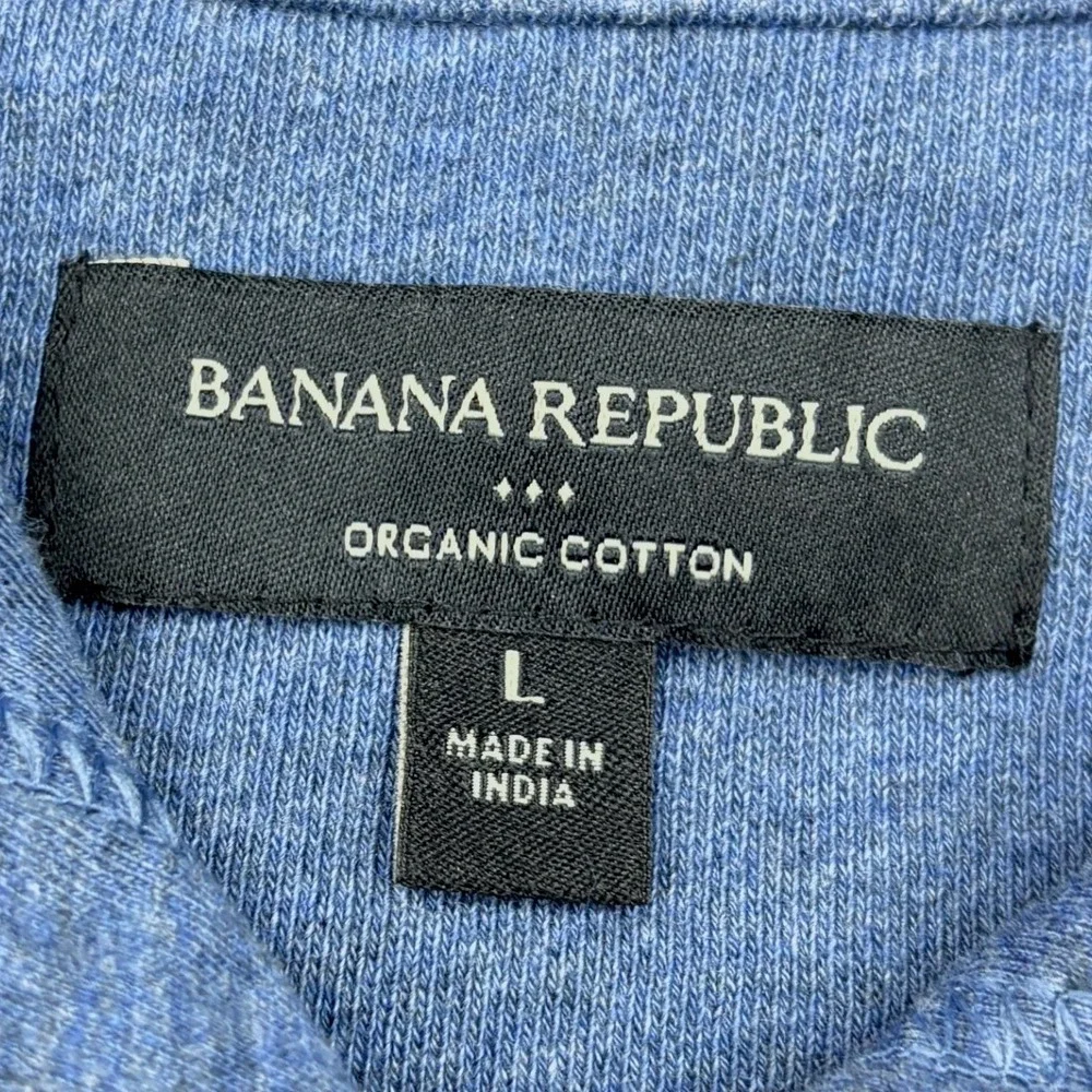 Banana Republic Mens Organic Cotton French Terry Hoodie Navy Heather Blue L NEW